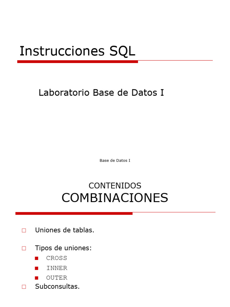 05BD SQL DML Combinaciones | PDF | SQL | Bases de datos