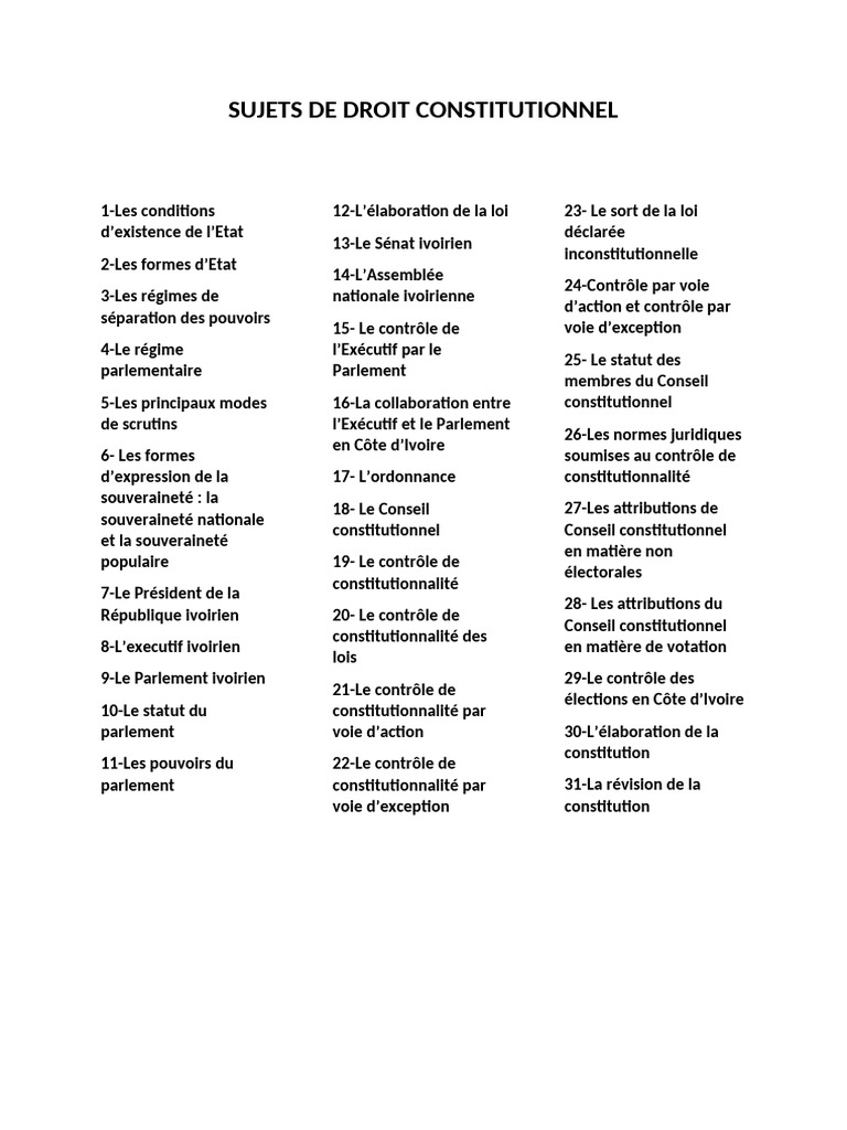Contrôle de constitutionnalité en Côte d'Ivoire | PDF | Loi | Constitution
