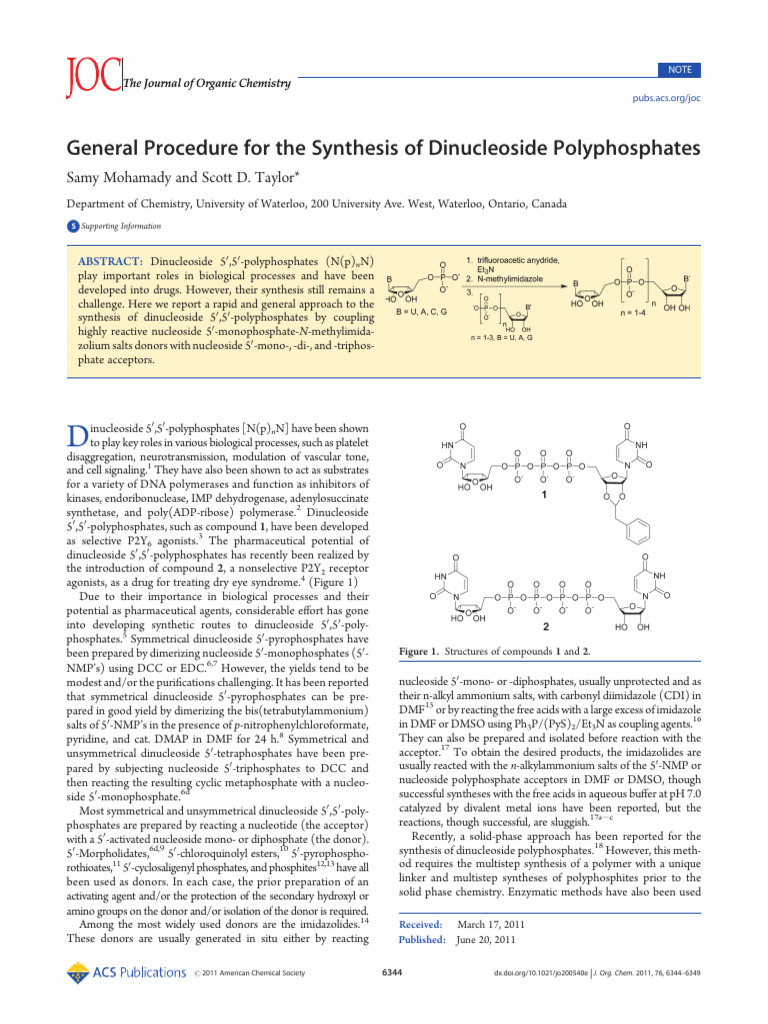 Synthesis of Dinucleoside Polyphosphates | PDF | Nucleotides | Chemical ...