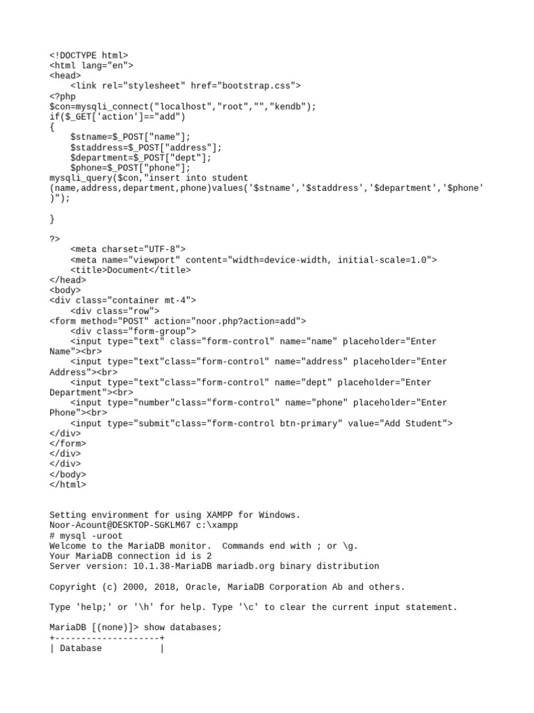 Student Database Management System | PDF | My Sql | Data