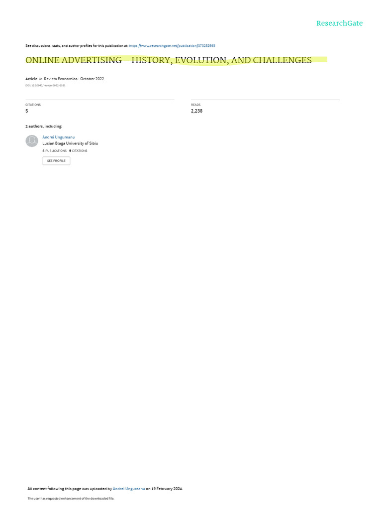 Onlineadvertising Historyevolutionandchallenges | PDF | Online ...