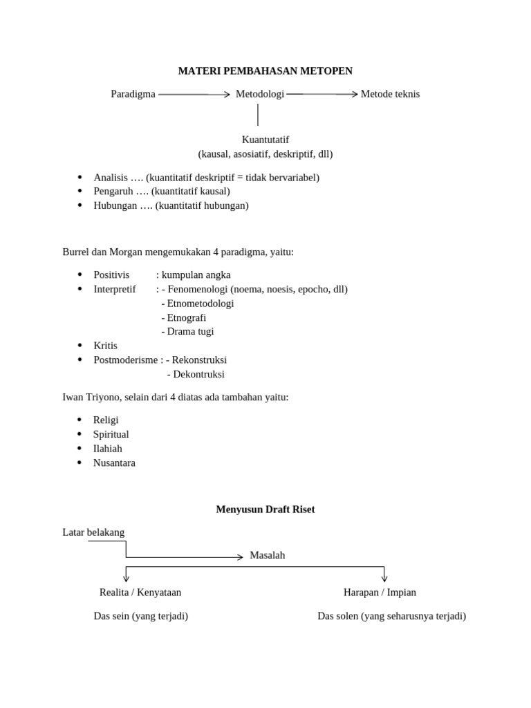 Metode dan Paradigma dalam Riset Metopen | PDF