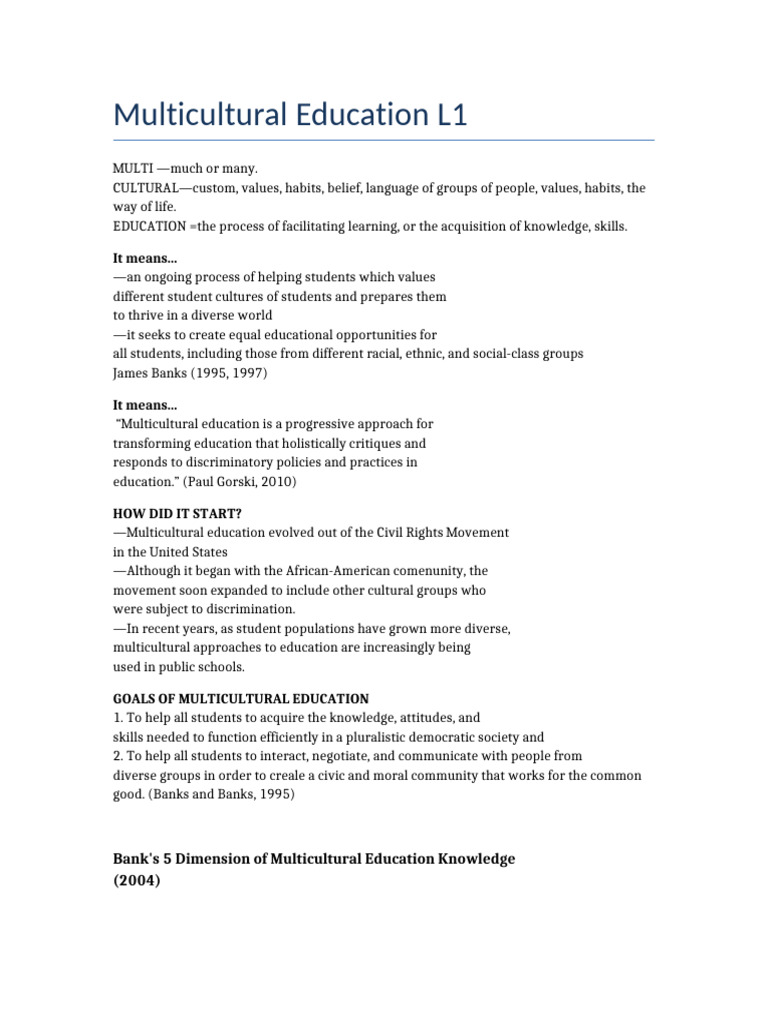 Understanding Multicultural Education | PDF | Prejudices | Knowledge