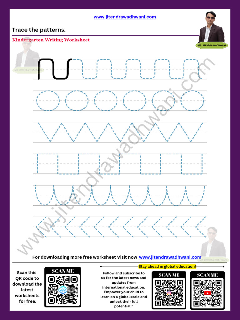 Kindergarten Pattern Tracing Worksheet | PDF