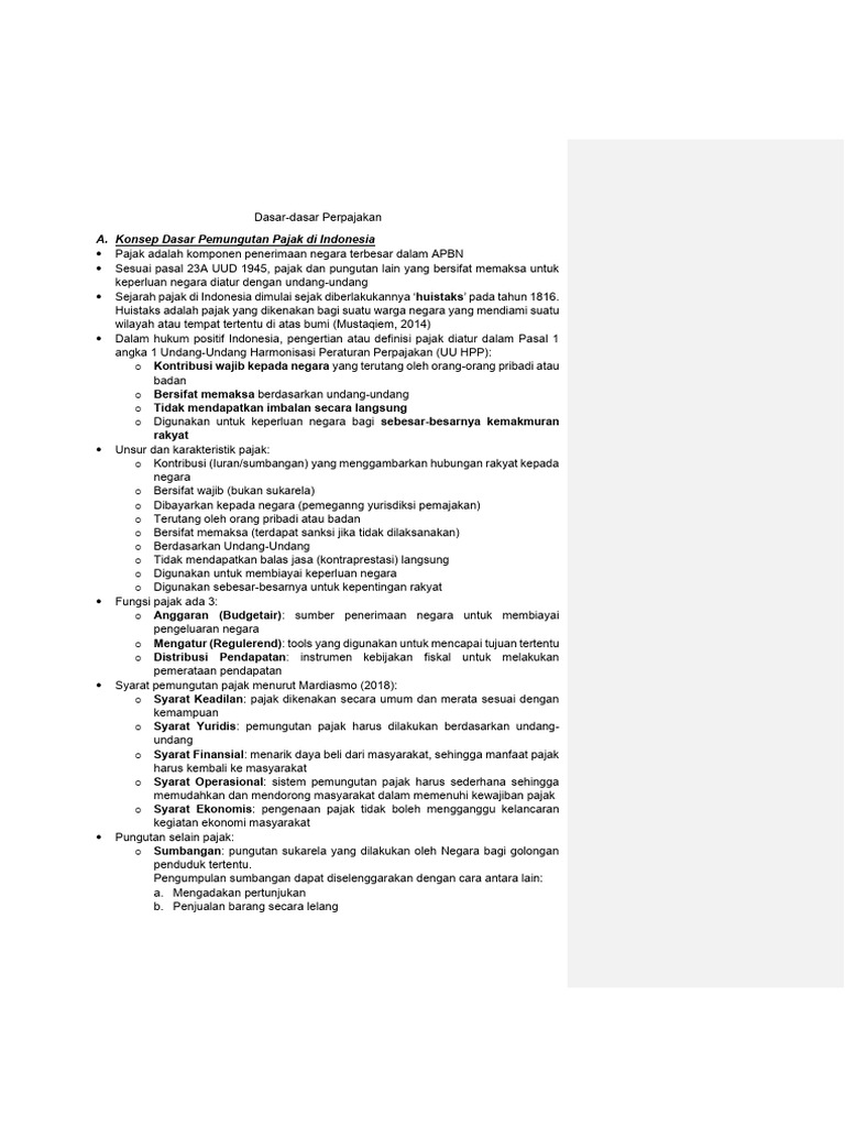 Dasar-Dasar Perpajakan di Indonesia | PDF