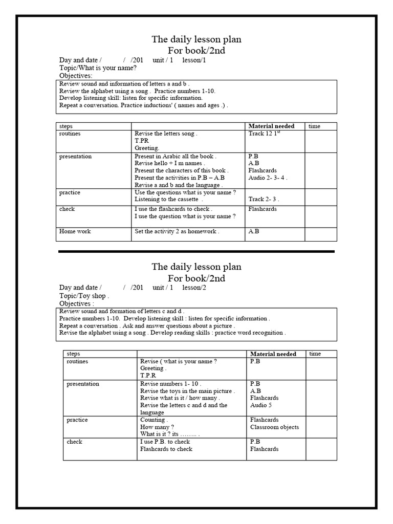 Daily Lesson Plans for 2nd Grade | PDF | Lesson Plan | Vocabulary