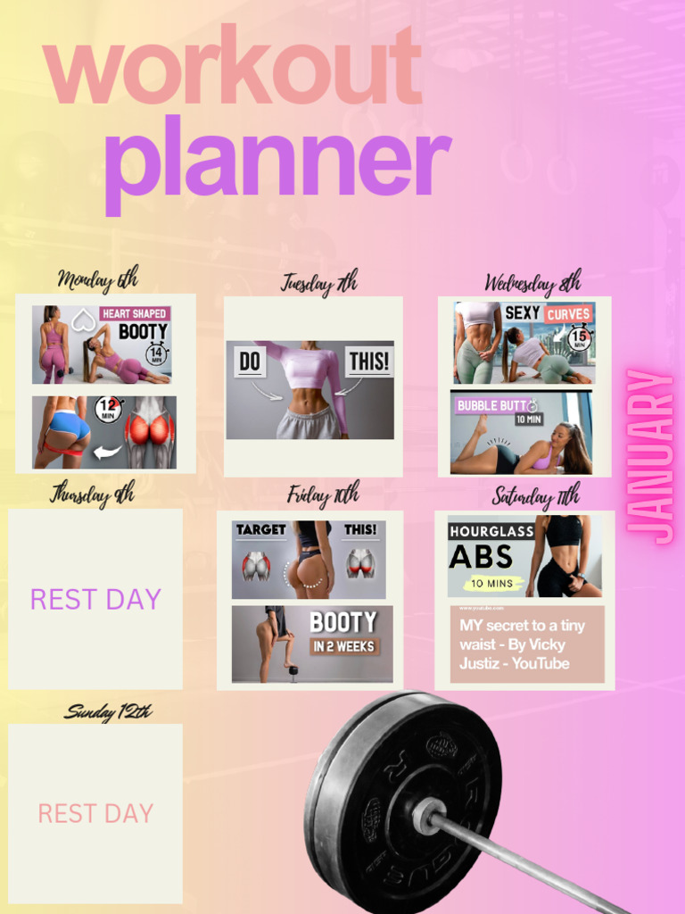 Weekly Workout Planner with Rest Days | PDF