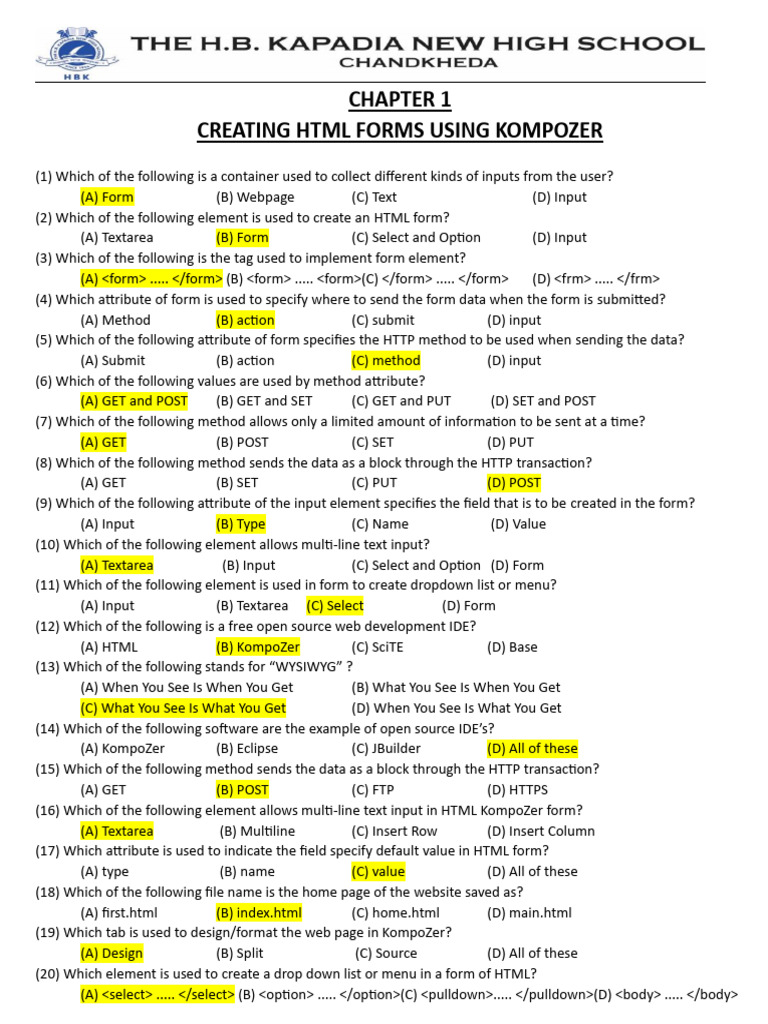 HTML Forms Creation with KompoZer Guide | PDF | World Wide Web ...