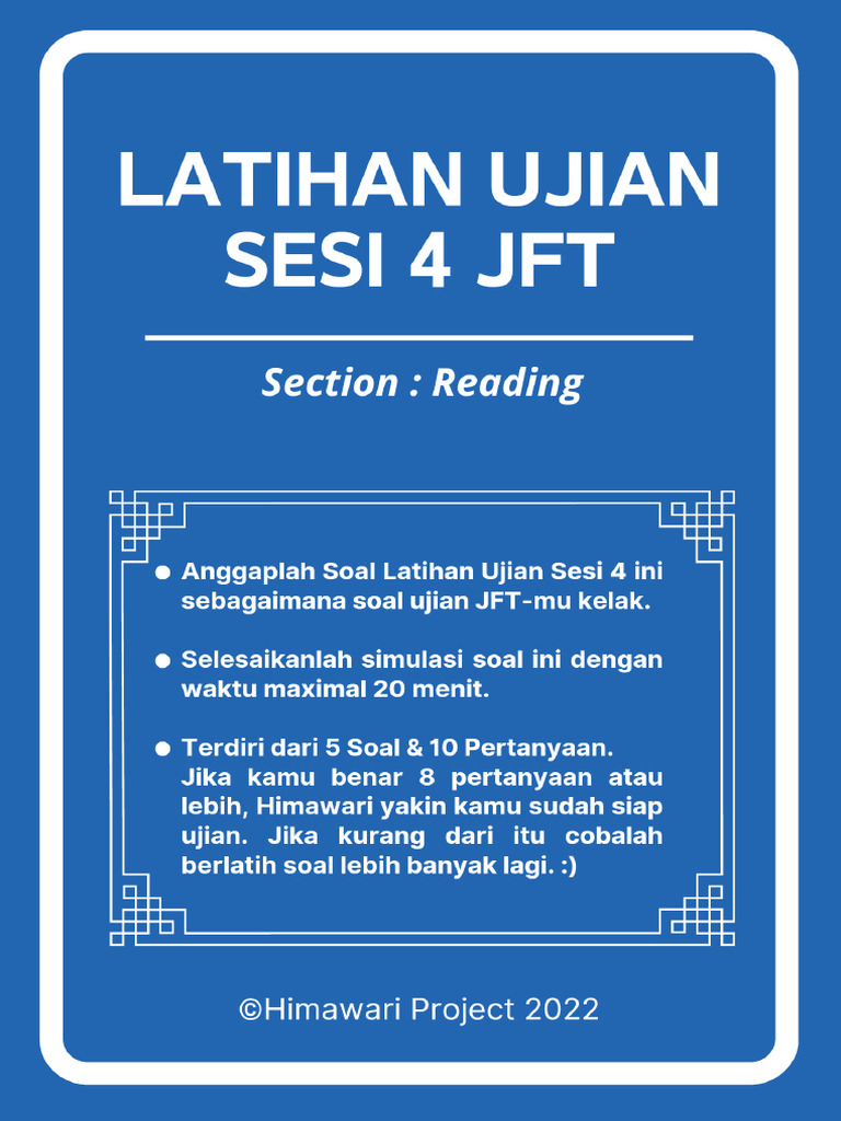 Latihan Soal JFT | PDF