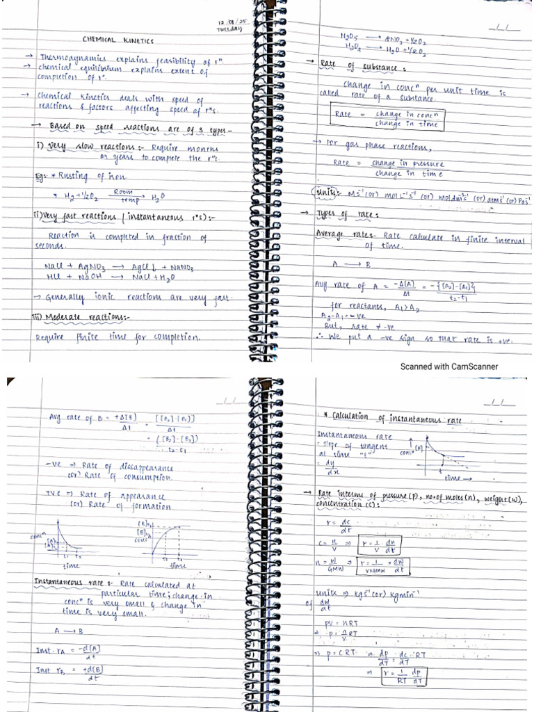 Chemical Kinetics Notes | PDF