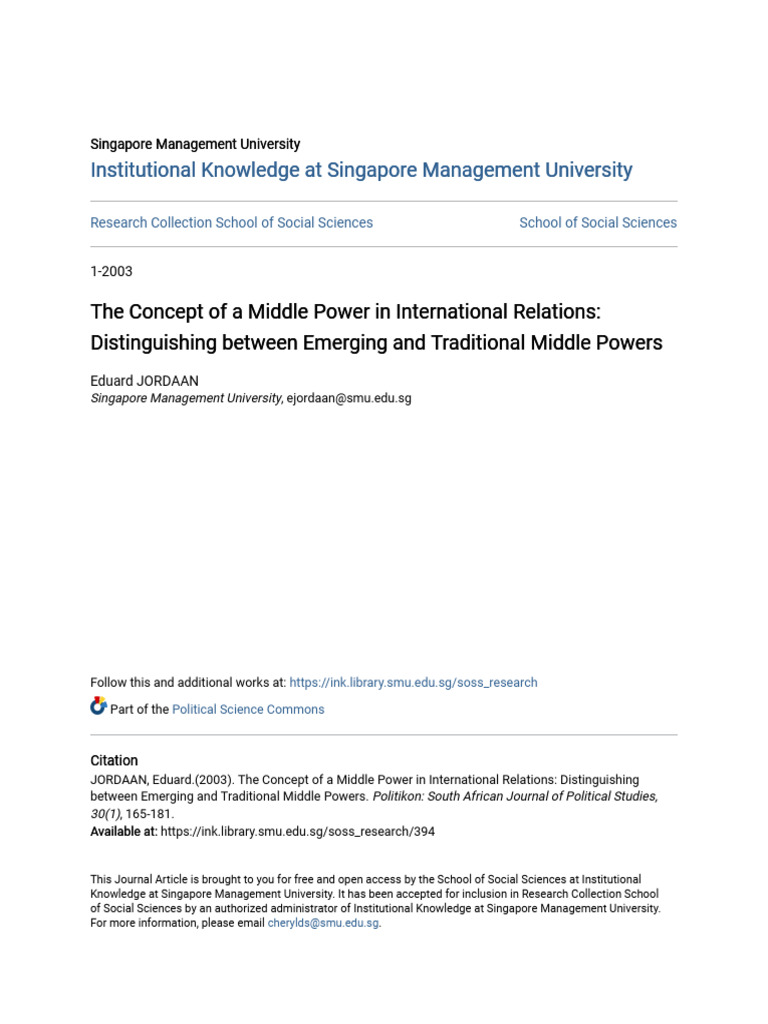 Middle Powers in International Relations | PDF | Democracy | Political ...