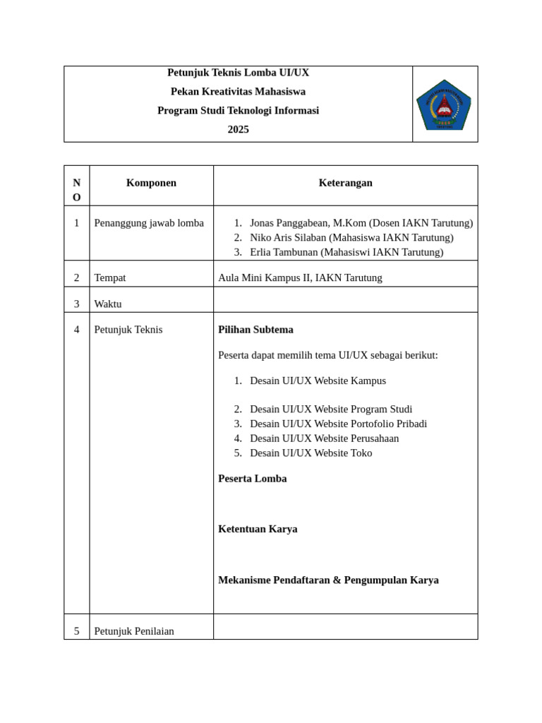 Petunjuk Lomba UI/UX 2025 IAKN Tarutung | PDF