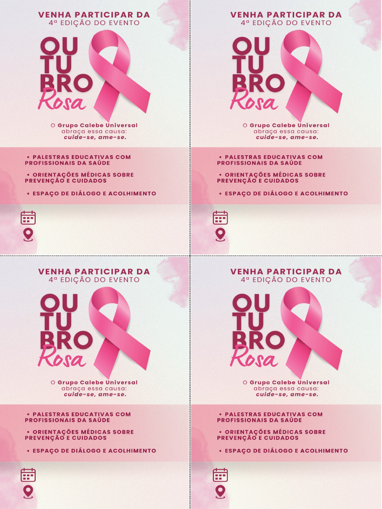 Convites Outubro Rosa em Branco Versao para Impressao | PDF