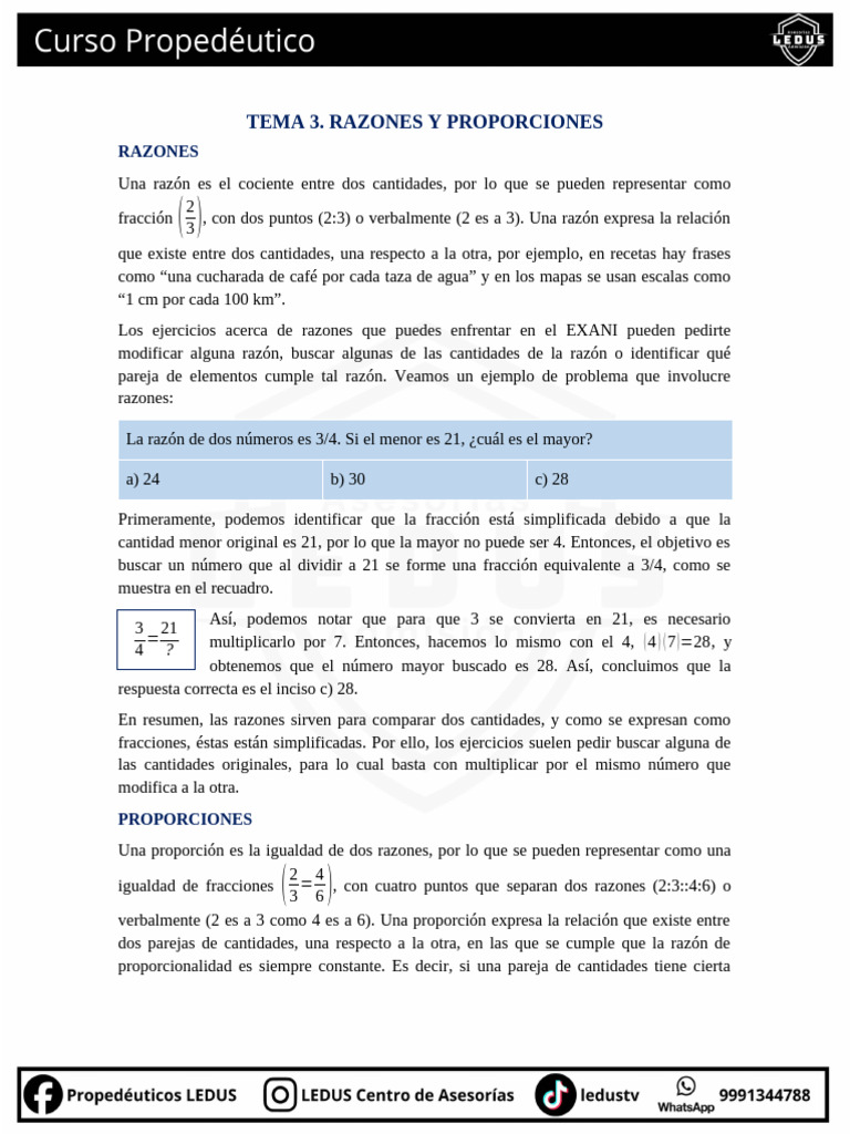 Tema 3. Razones y Proporciones | PDF | Matemáticas