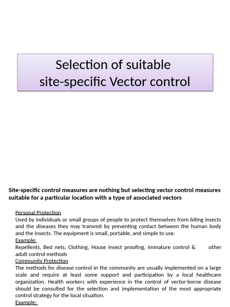Site-Specific Vector Control Strategies | PDF | Mosquito Net