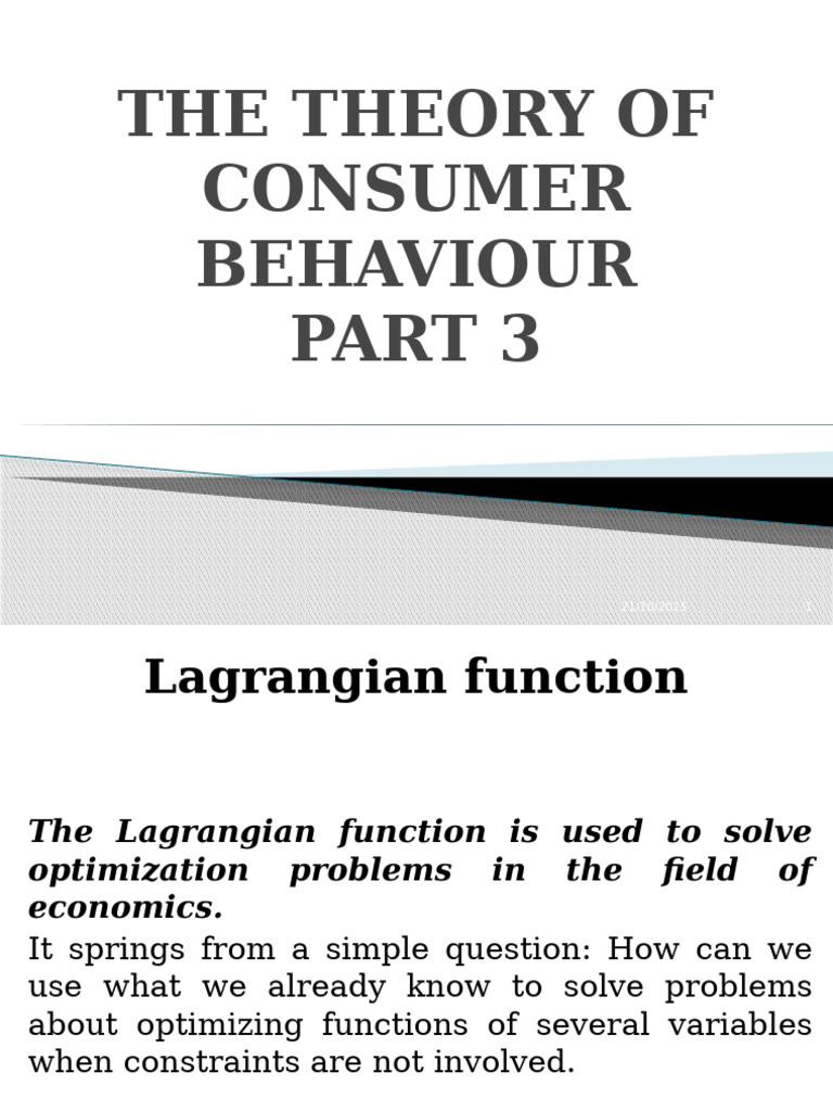 The Theory of Consumer Behaviour | PDF | Mathematical Optimization ...