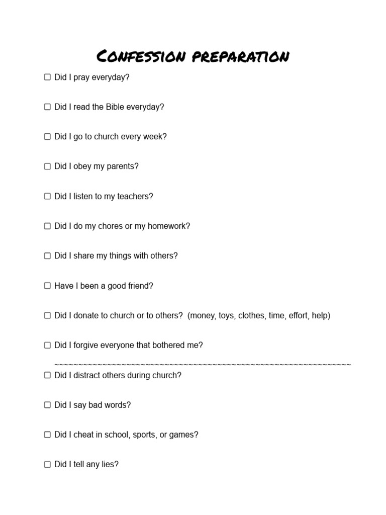 Confession Preparation | PDF