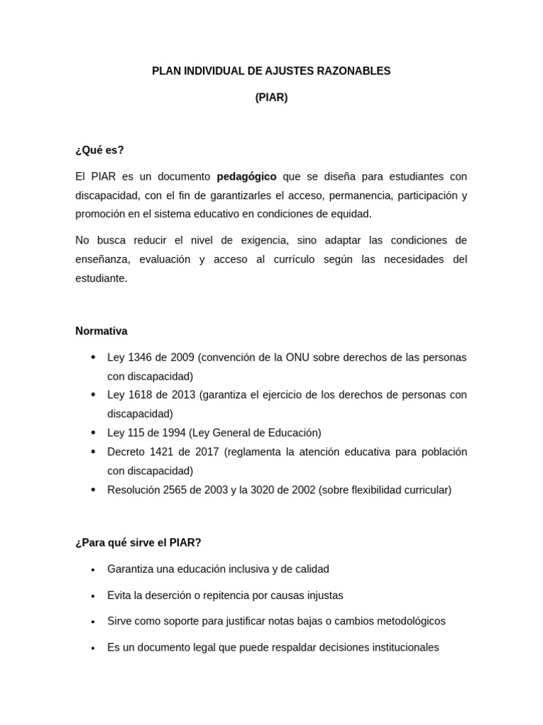 Plan Individual de Ajustes Razonables | PDF