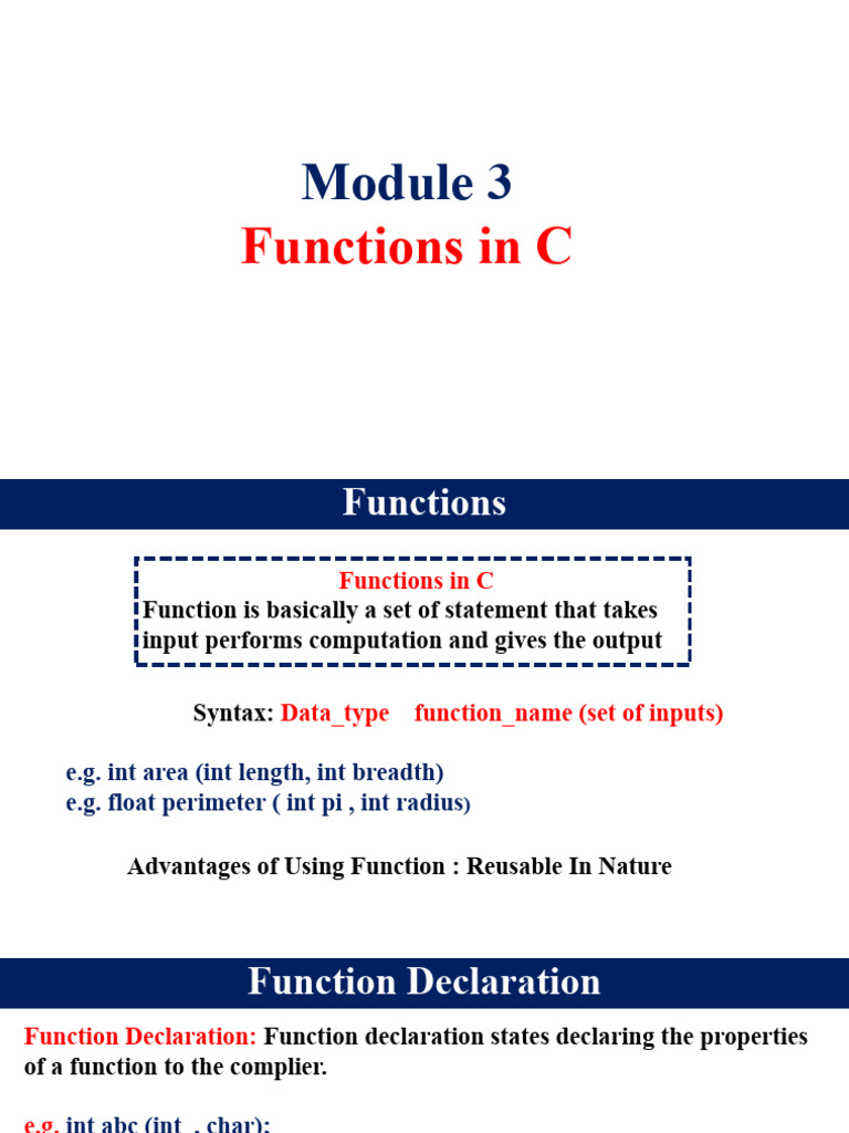 C Functions: Syntax, Examples, and Rules | PDF | Parameter (Computer ...