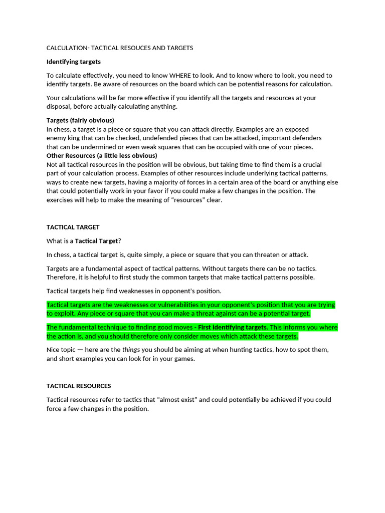 Identifying Tactical Targets in Chess | PDF | Abstract Strategy Games ...