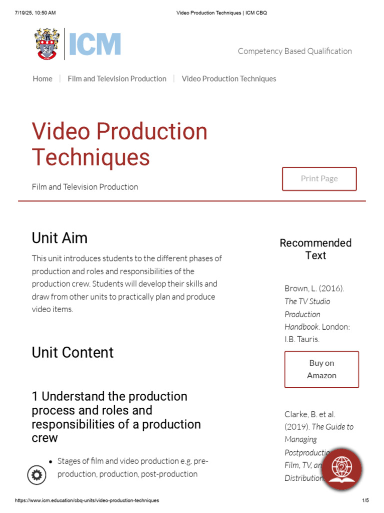Video Production Techniques Overview | PDF | Shutter Speed | Imaging