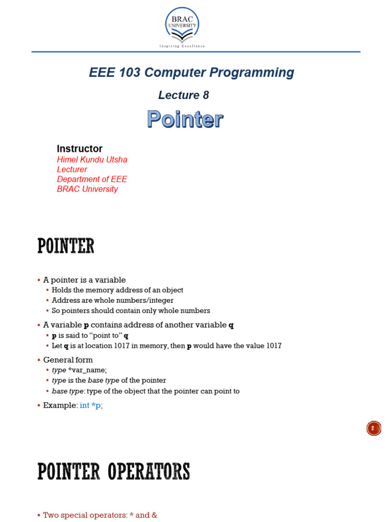 Understanding Pointers in C Programming | PDF | Pointer (Computer ...