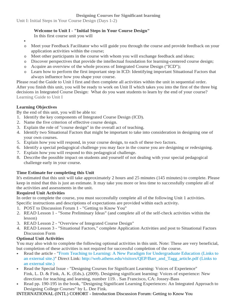 Course Design for Significant Learning | PDF | Learning | Educational ...