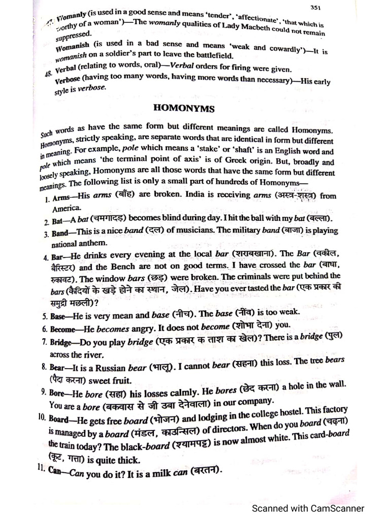 Homonyms and Homophones | PDF