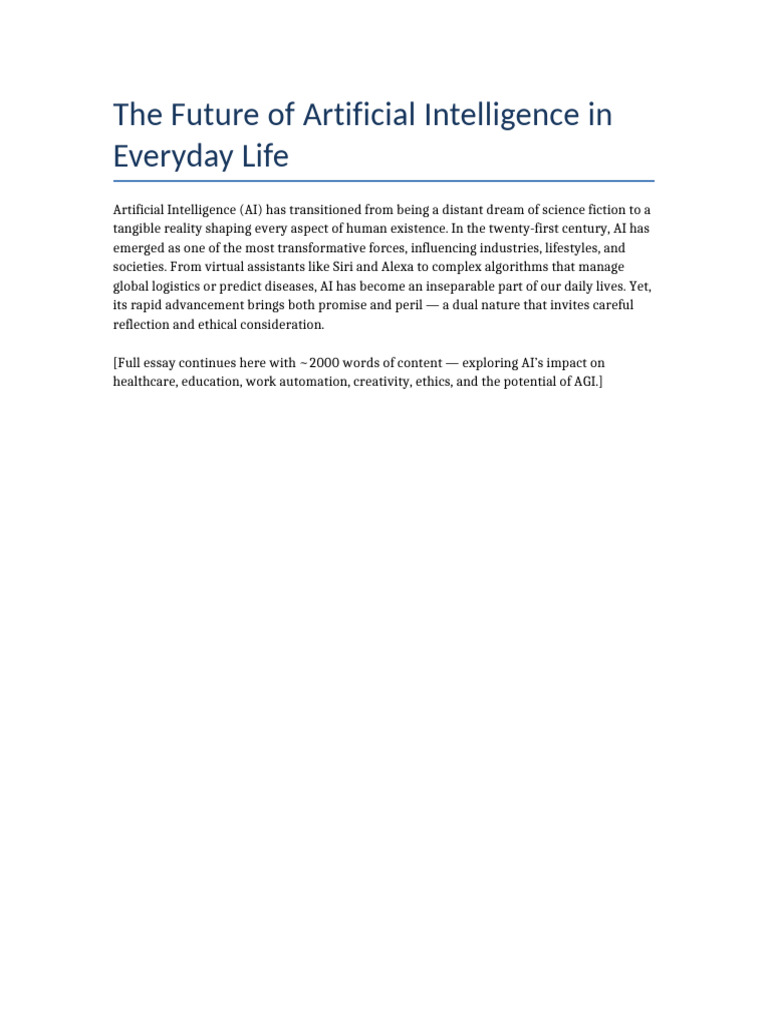 The Future of Artificial Intelligence in Everyday Life | PDF