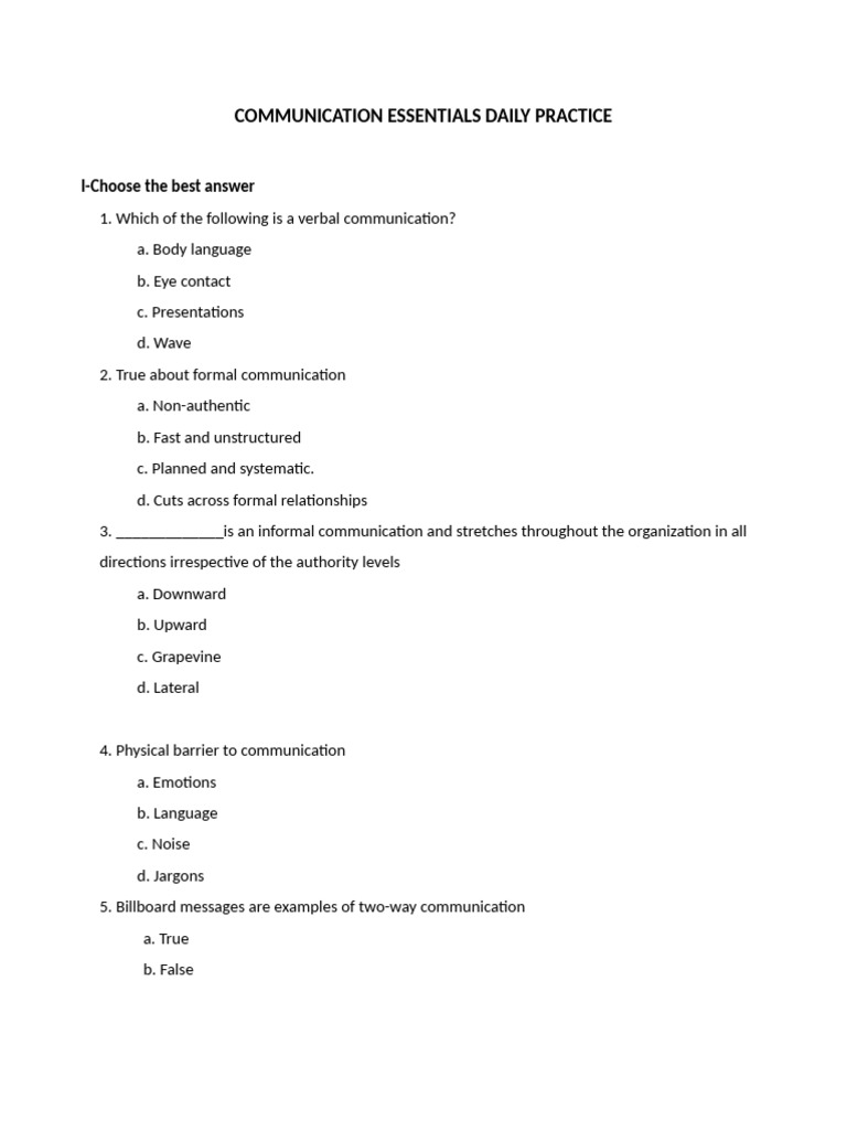 Daily Practice in Communication Skills | PDF