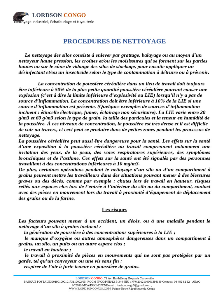 Nettoyage sécurisé des silos à grains PDF Poussière — free download