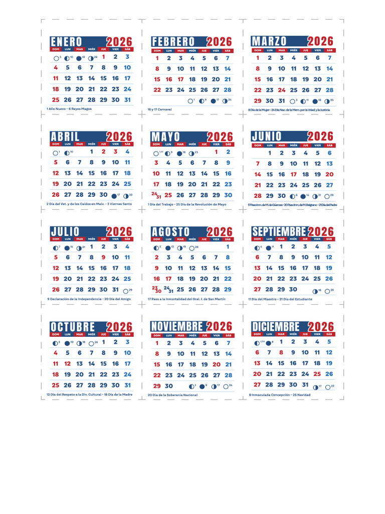 Calendario 2026 Argentina | PDF