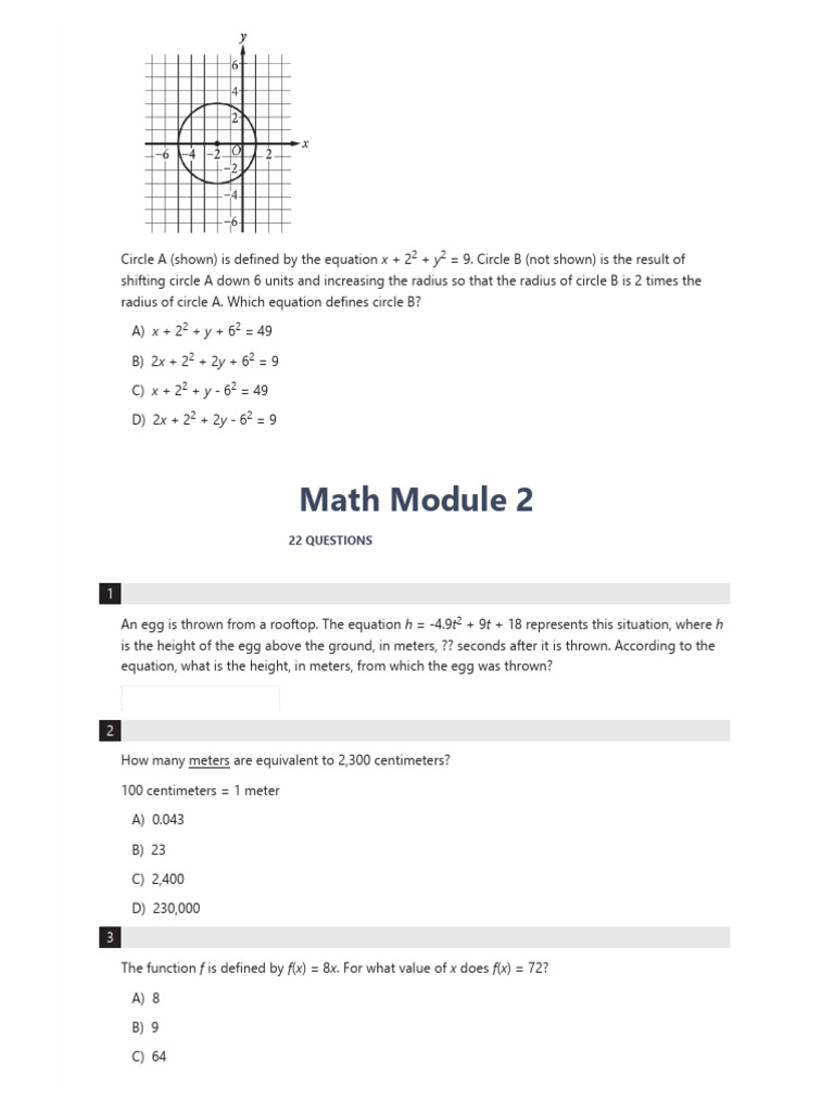 Math Module 2 Practice Questions | PDF | Circle | Angle