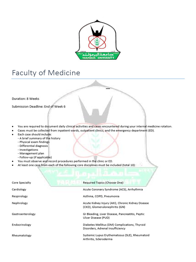 Internal Medicine Rotation Logbook | PDF