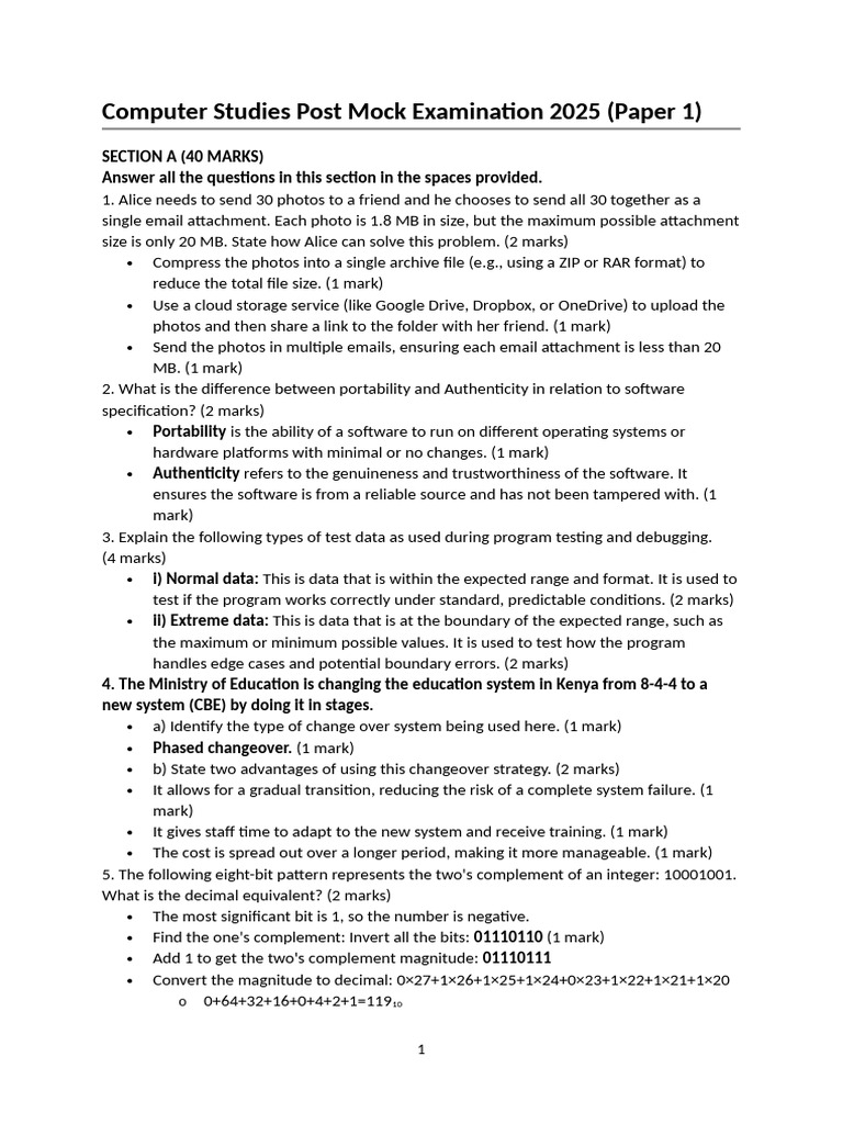Computer Studies Mock Exam 2025 Guide | PDF | Internet Access ...