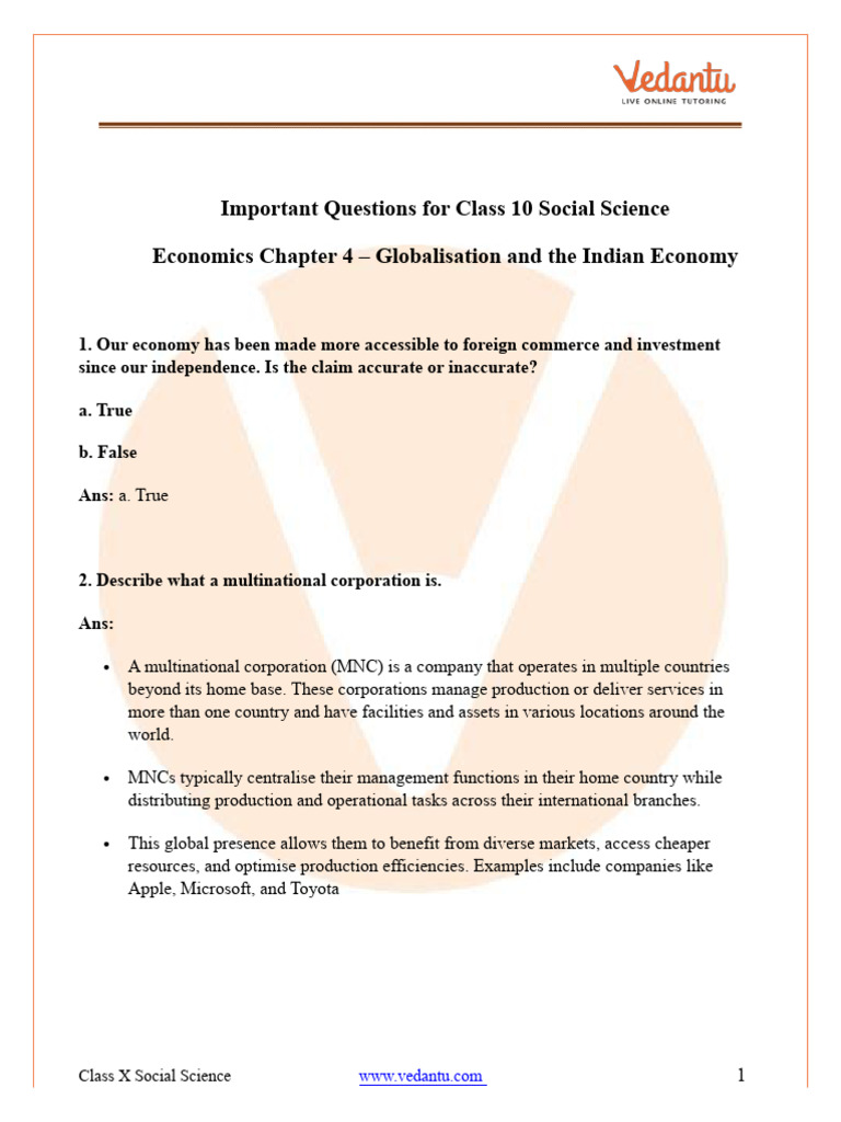 Class 10 Globalisation Economics Guide | PDF | Globalization | Market ...