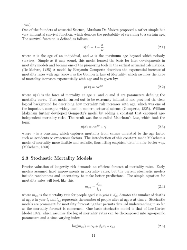 Key Mortality Models in Actuarial Science | PDF | Forecasting ...