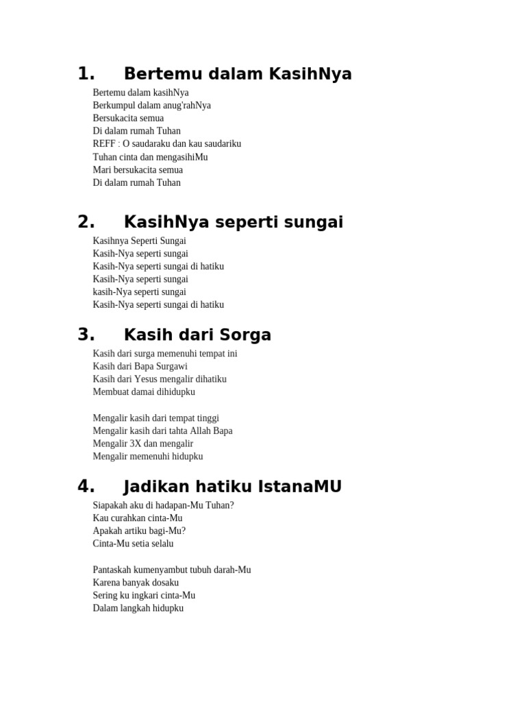 Lagu Rohani: Kasih dan Persembahan Tuhan | PDF