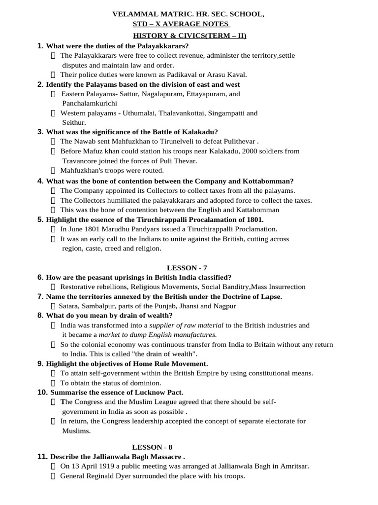 History & Civics Notes for Std X | PDF | Mahatma Gandhi | Partition Of ...