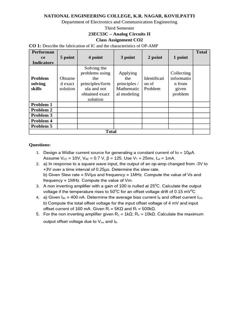 AC II Assignment CO1 | PDF