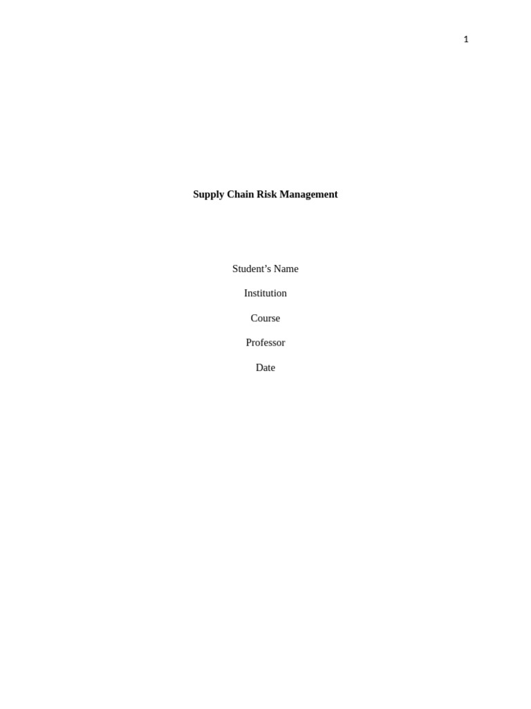 Supply Chain Risk Management | PDF | Supply Chain | Risk Management