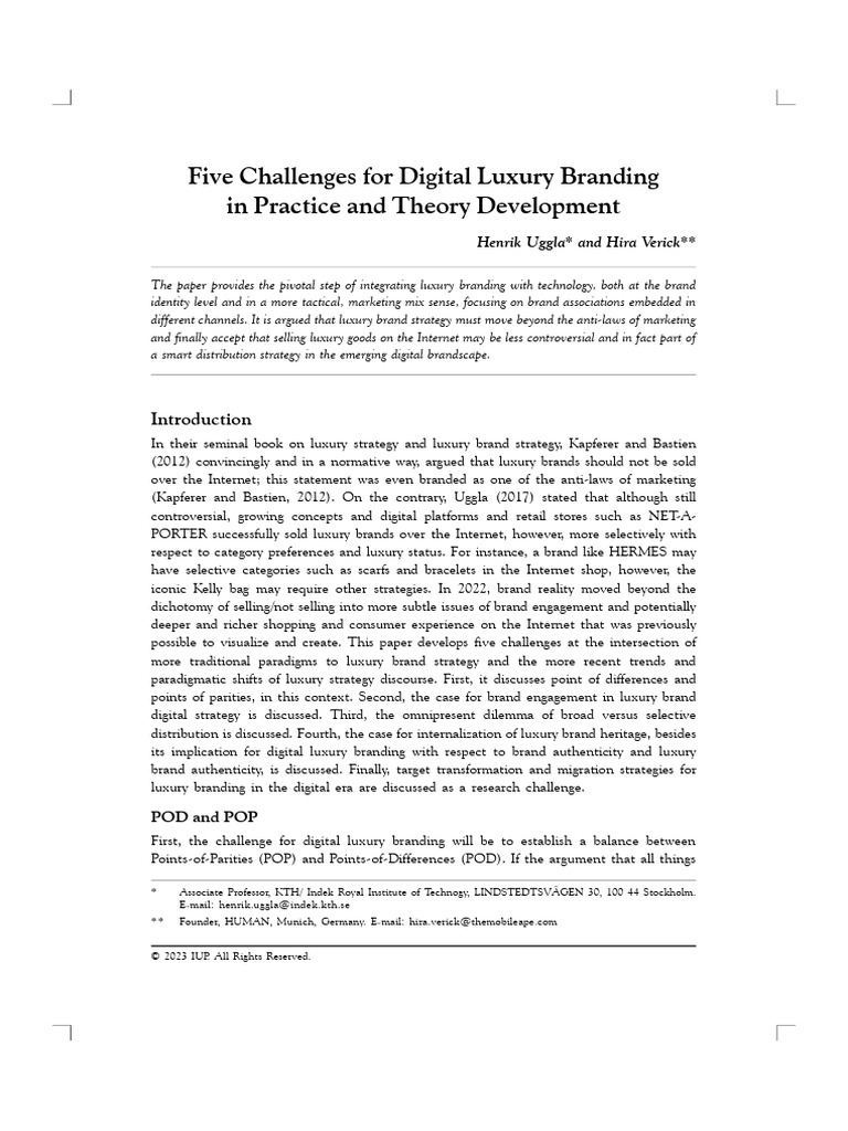 Challenges in Digital Luxury Branding | PDF | Brand | Retail