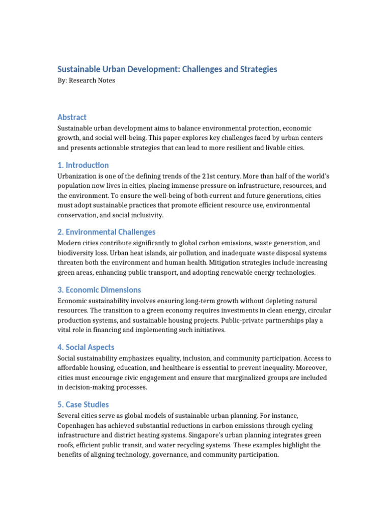 Sustainable Urban Development Strategies | PDF | Sustainability ...