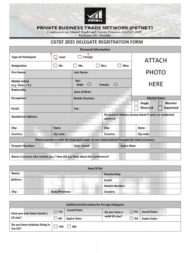 CGTEF 2025 Delegate Registration Form | PDF