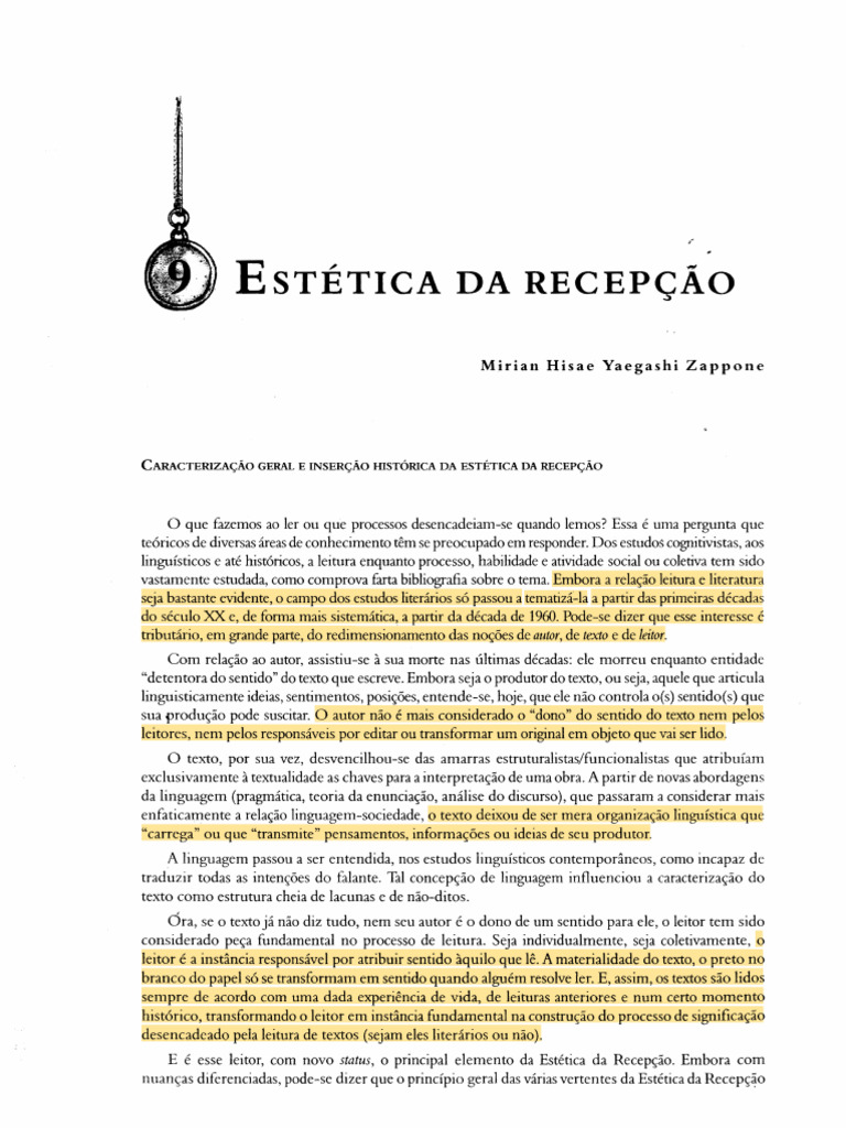 Estética da Recepção e o Leitor | PDF | Fenomenologia (Filosofia ...