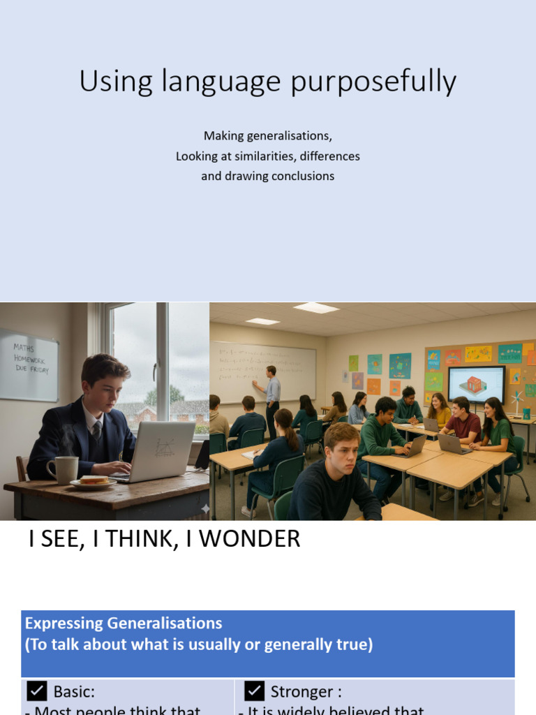 Using Language Purposefully To Generalise, Compare, Contrast and Draw ...