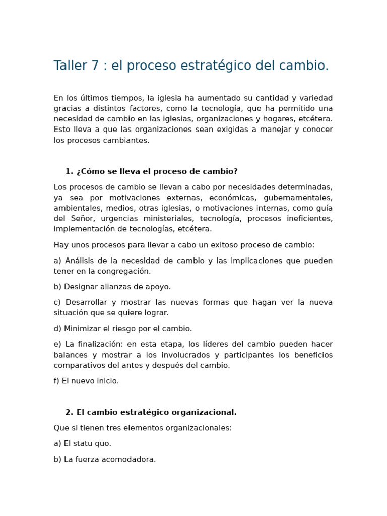 Estrategias para el Cambio Organizacional | PDF | Economias
