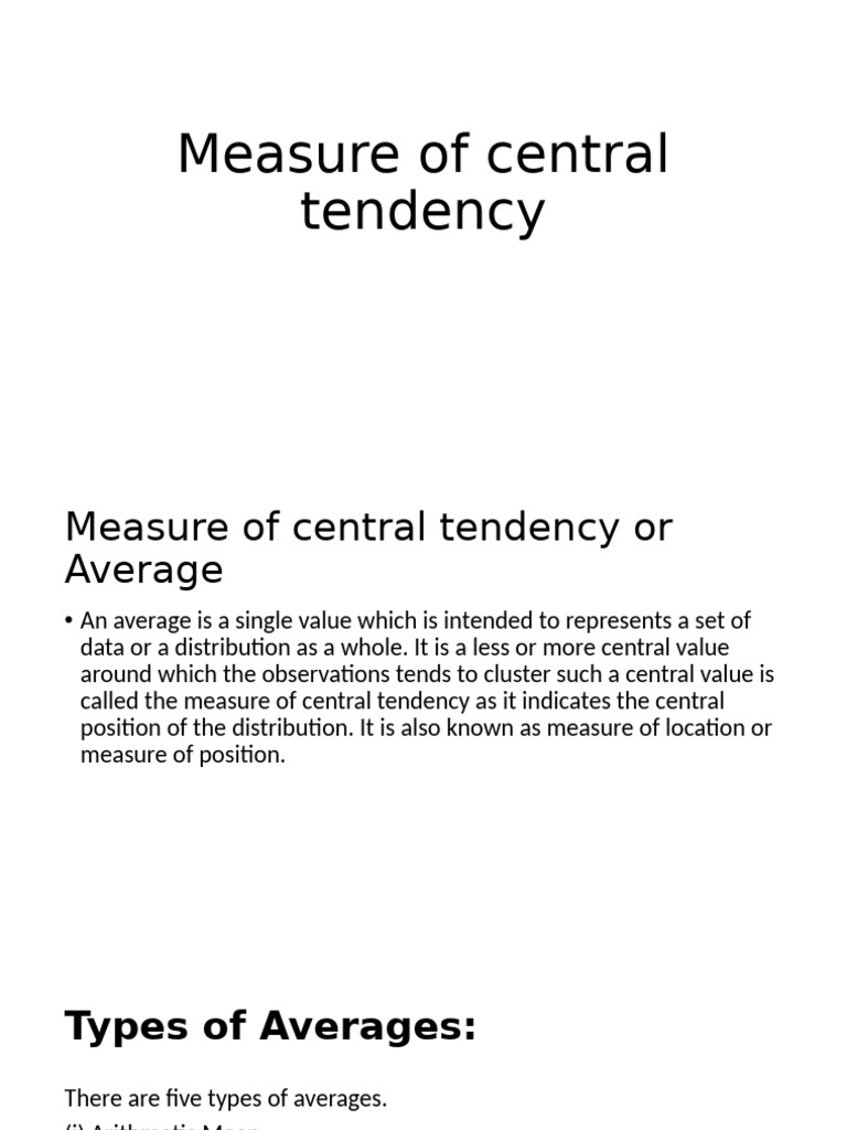 Measure of Central Tendency | PDF