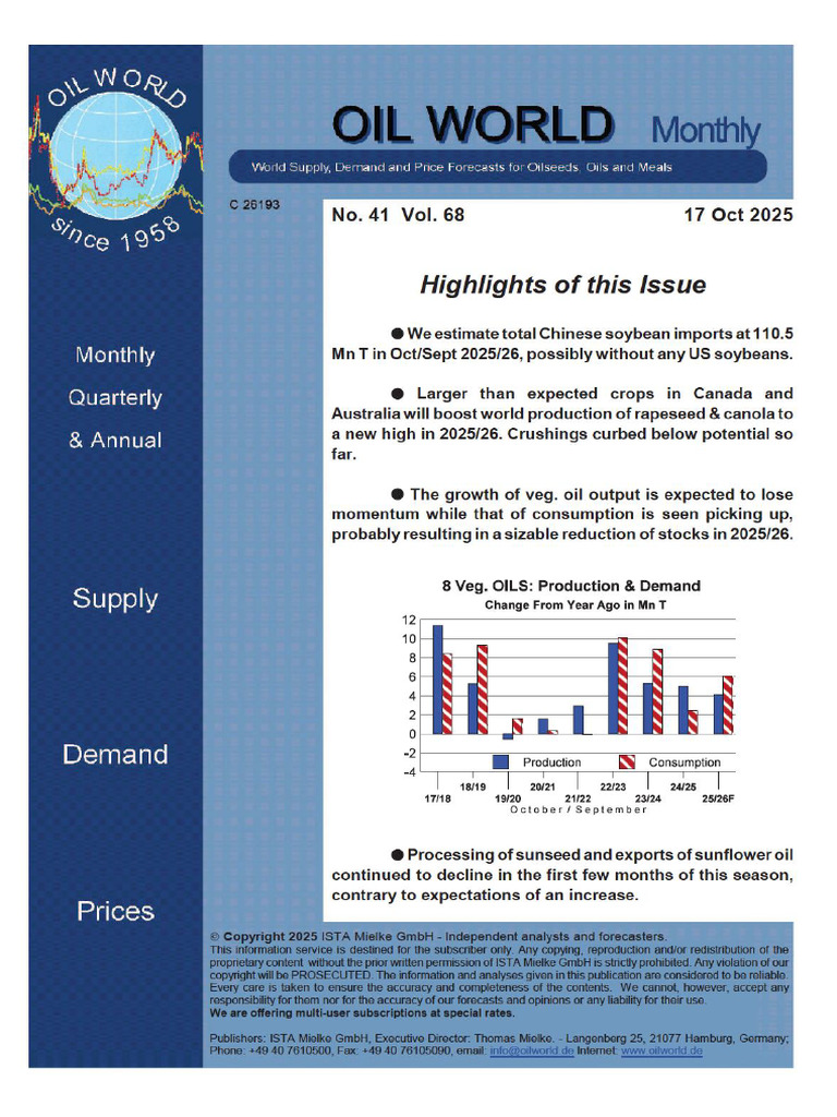 Weekly OIL WORLD REPORT 17 - 10 - 25 | PDF