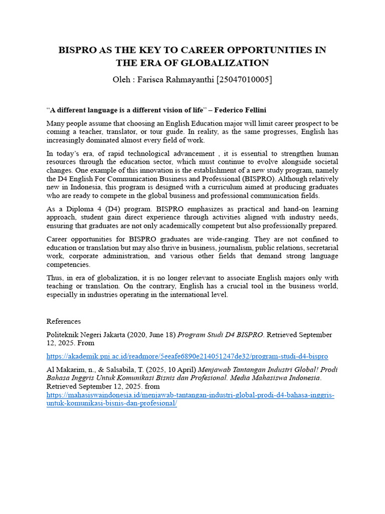 Essay d4 Bispro | PDF